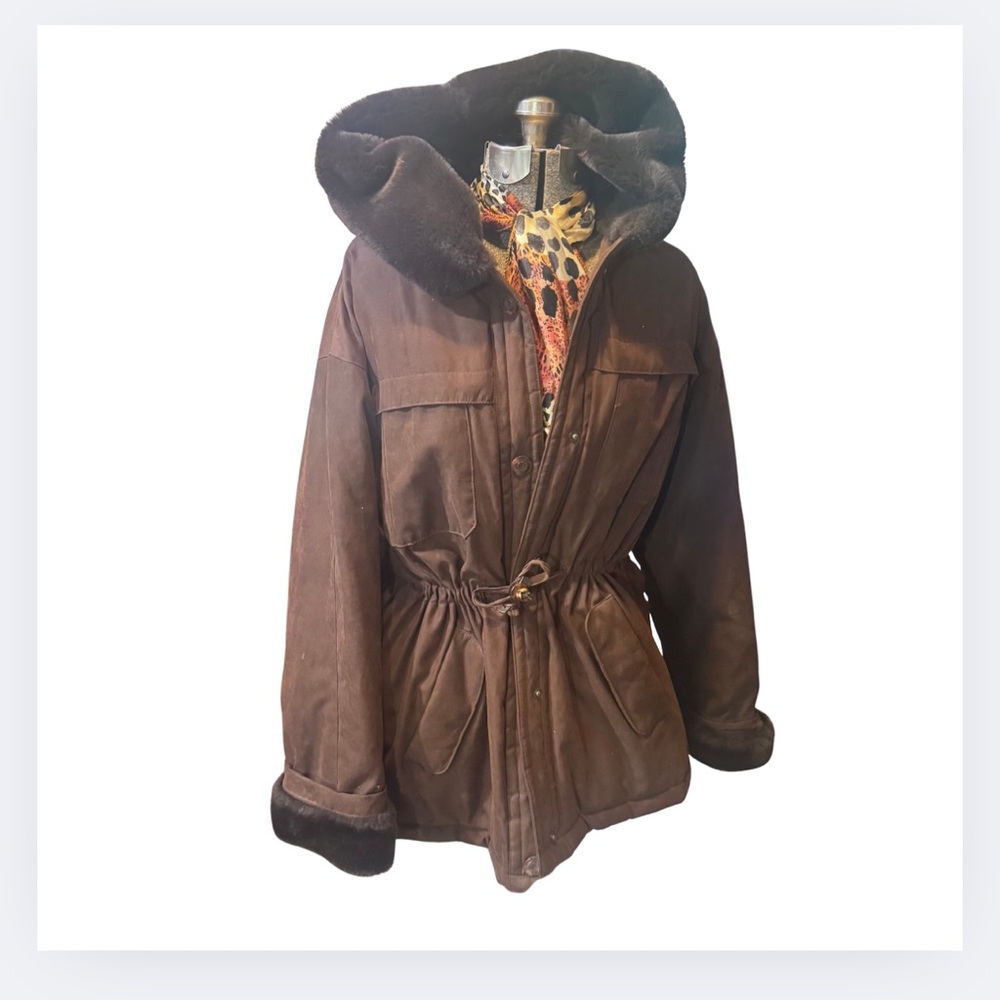 Gallery Light Brown puffy hooded jacket